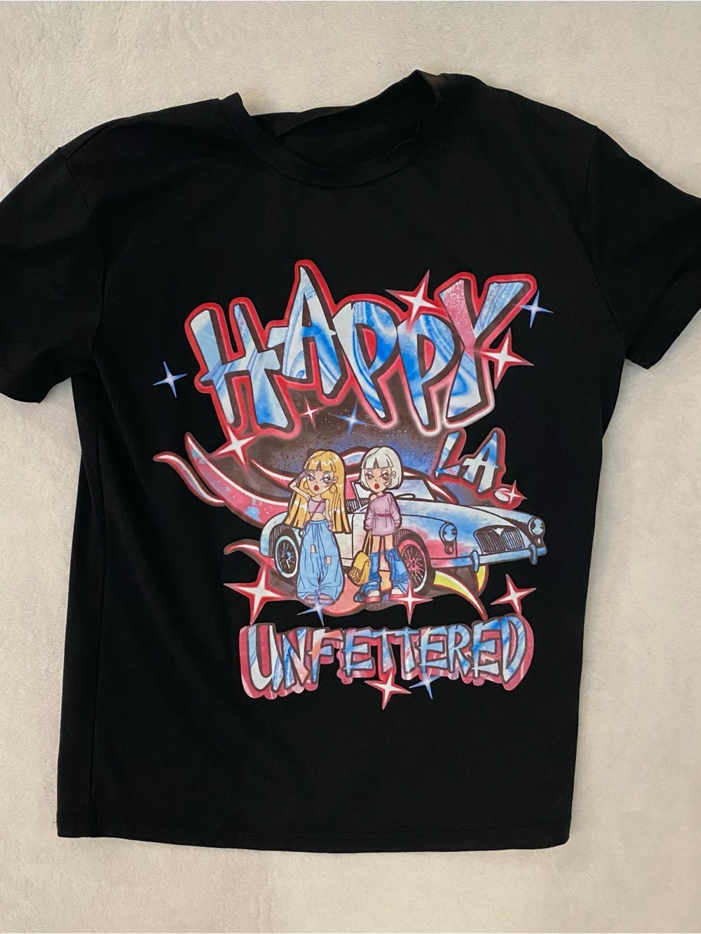 Unbranded Black Happy LA Unfiettered Graphic Kids Tee US XS